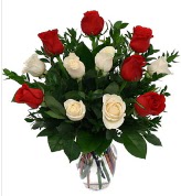 Vazo içerisinde 6 kırmızı 6 beyaz gül  Tunceli İnternetten çiçek siparişi 