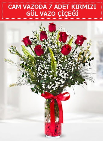 Cam vazoda 7 adet kırmızı gül çiçeği  Tunceli çiçek servisi , çiçekçi adresleri 