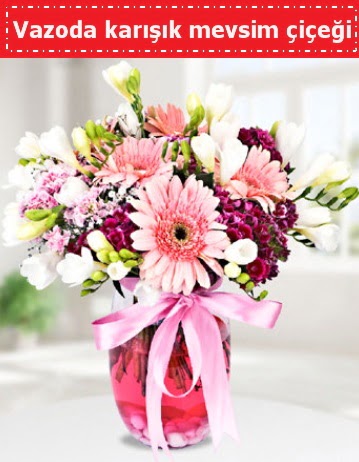 Vazoda karışık mevsim çiçeği  Tunceli online çiçekçi , çiçek siparişi 