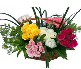  Tunceli çiçek yolla , çiçek gönder , çiçekçi   35 adet rengarenk güllerden sepet tanzimi