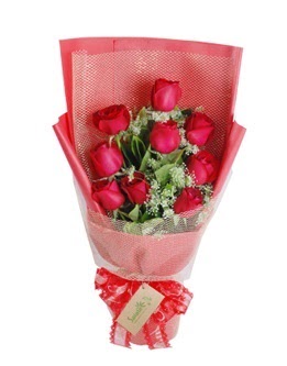 9 adet kırmızı gülden görsel buket  Tunceli çiçek yolla , çiçek gönder , çiçekçi  