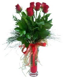 vazo içerisinde 5 kırmızı gül  Tunceli uluslararası çiçek gönderme 