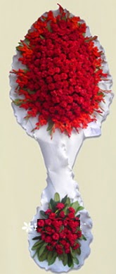 Çift katlı kıpkırmızı düğün açılış çiçeği  Tunceli çiçekçiler 